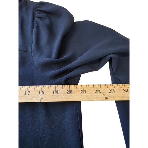 J.Crew Navy Blue Long Sleeve Puff Shoulder Blouse G0297 Womens Medium - Picture 7 of 9